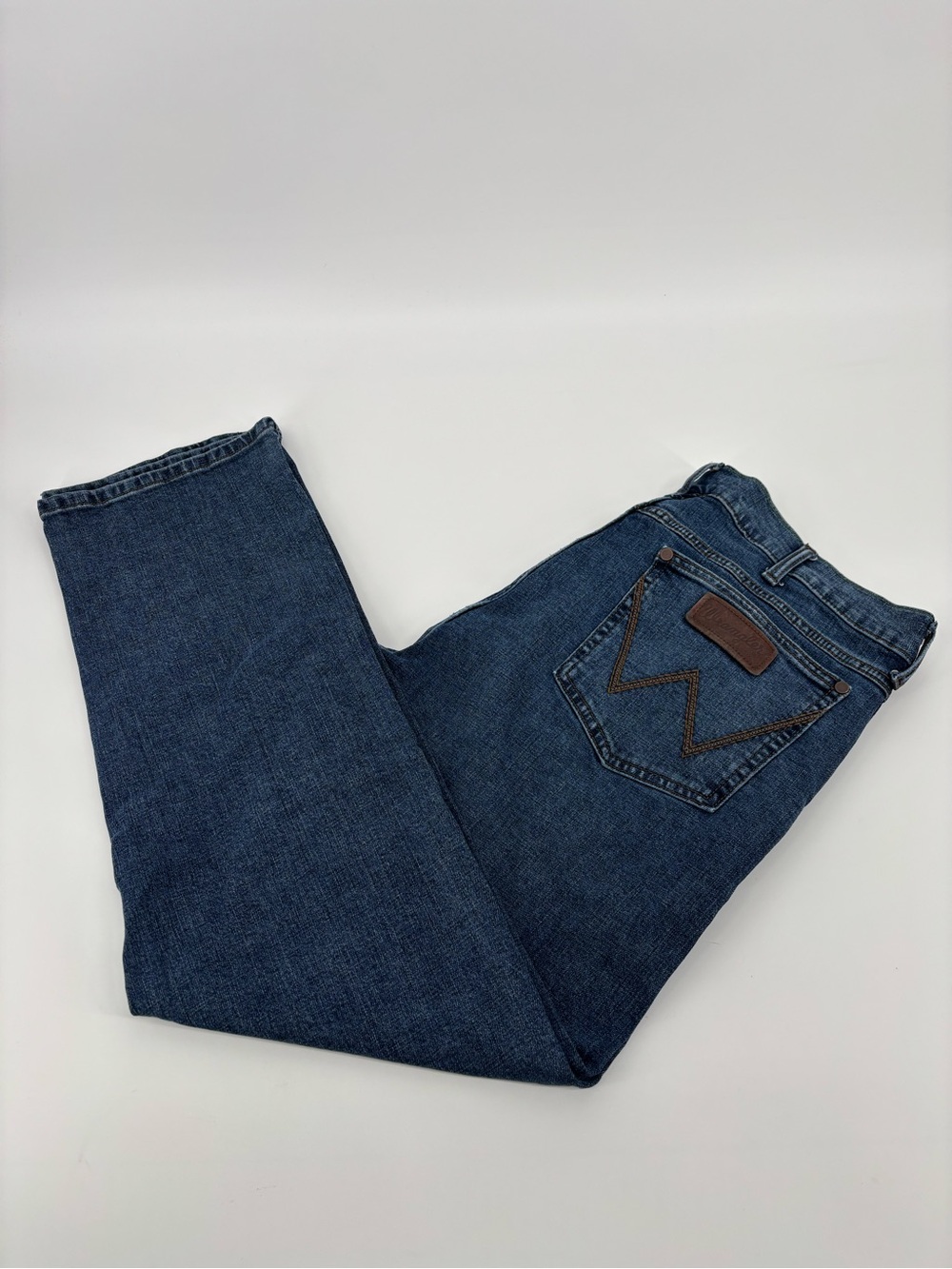 Wrangler Retro Slim Straight Jeans Mens 38x30 Blue Stretch Denim Pants Casual